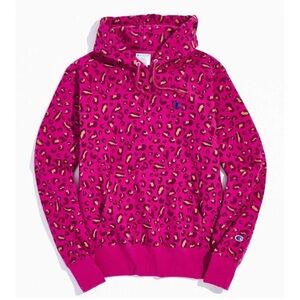 Champion Reverse Weave Pink Cheetah Print Hoodie